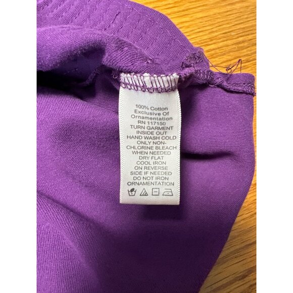 Quacker Factory Purple Sequin Striped 3/4 Sleeve Cotton Top Womens Plus Size 2X - Picture 6 of 8